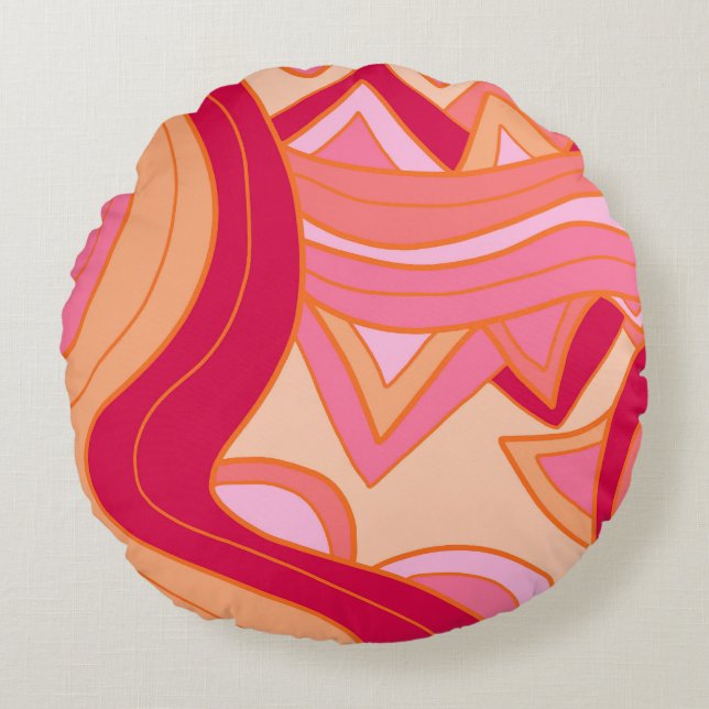 Groovy Reds Round Cushion (Front)