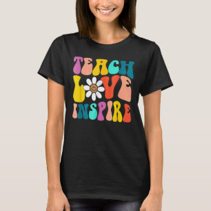 Groovy Retro 100th Day Of School Teach Love Inspir T-Shirt