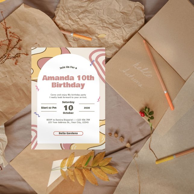 Groovy Retro 10th Birthday Party Invitation (Creator Uploaded)