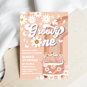 Groovy Retro 1st Birthday Invitation