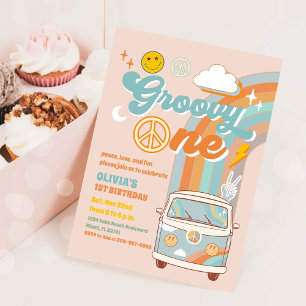Groovy Retro 1st Birthday Invitation
