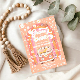 Groovy Retro 1st Birthday Invitation
