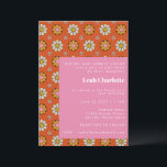 Groovy Retro 60s Flowers Orange Pink Bat Mitzvah Invitation<br><div class="desc">Groovy Retro 60s Flowers Orange and Pink Bat Mitzvah Invitation</div>