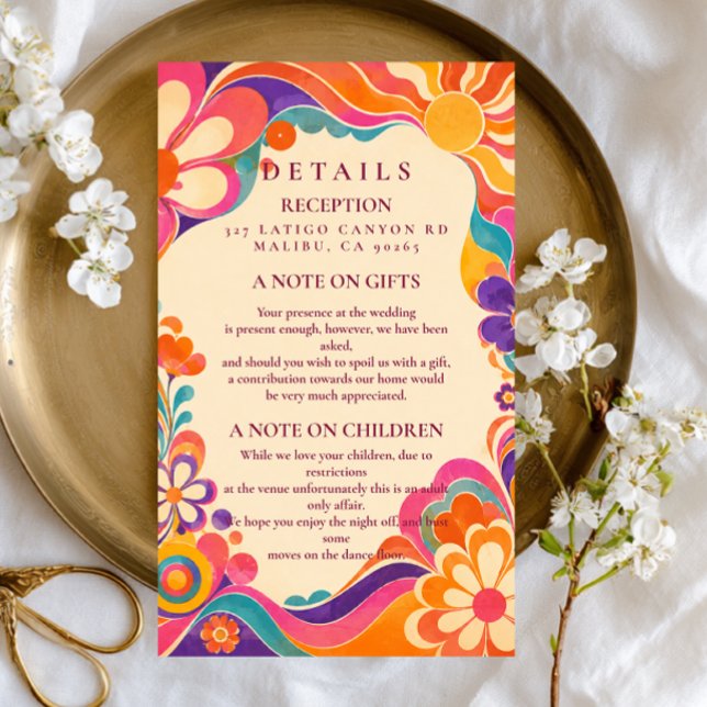 Groovy Retro 60s Wedding Enclosure Card (Creator Uploaded)