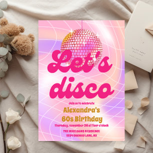 Groovy Retro 60th Let's Disco Birthday Party Invitation