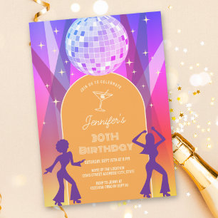 Groovy Retro 70s 80s Disco 30th Birthday Party Invitation