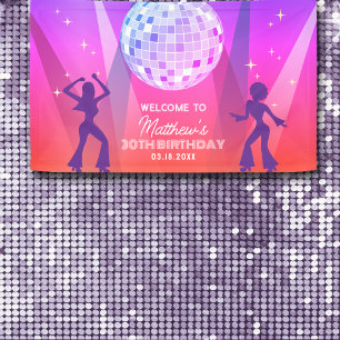 Groovy Retro 70s 80s Disco 30th Birthday Welcome Banner