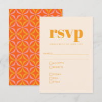Groovy Retro 70s Design Orange Wedding Meal RSVP