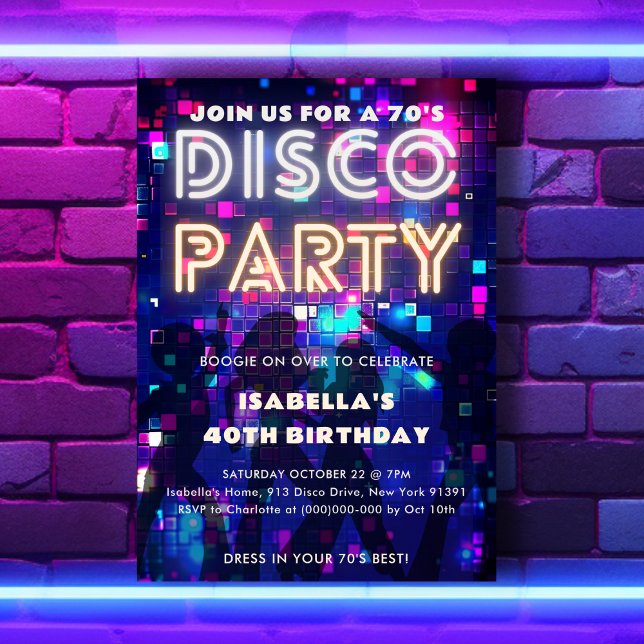 Groovy Retro 70's Disco Party Birthday Invitation (Creator Uploaded)