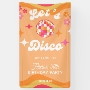 Groovy Retro 70s Let's Disco Any Age Birthday Banner