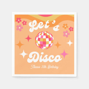 Groovy Retro 70s Let's Disco Any Age Birthday Napkin