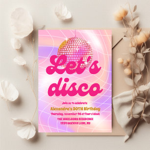 Groovy Retro 70s Let's Disco Birthday Party Invitation