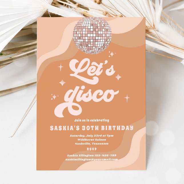 Groovy Retro 70s Let's Disco Birthday Party Invitation (Creator Uploaded)