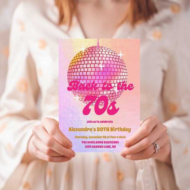 Groovy Retro 70s Let's Disco Birthday Party Invitation (Creator Uploaded)