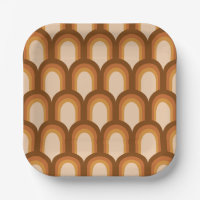 Groovy Retro 70s Pattern Design in Brown Wedding 