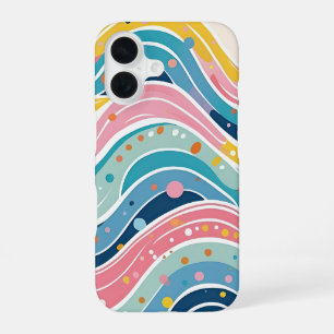 Groovy Retro 70s Wavy Abstract iPhone 16 Case