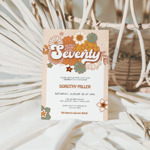 Groovy Retro 70th Birthday Party Invitation