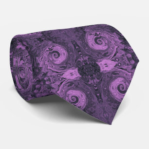 Groovy Retro Abstract Pink and Black Swirl Tie