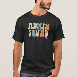 Groovy Retro Admin Squad School Secretary Crew Off T-Shirt