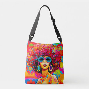 Groovy Retro Afro Chic Pop Art Crossbody Bag