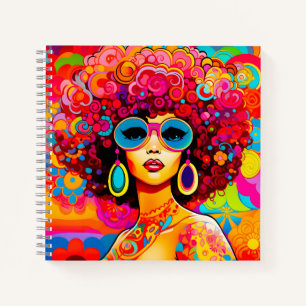 Groovy Retro Afro Chic Pop Art Notebook