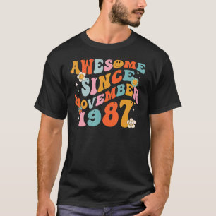 Groovy Retro Awesome Since 1987 35 Years Old 35th T-Shirt