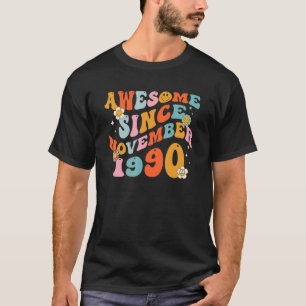 Groovy Retro Awesome Since 1990 32 Years Old 32nd T-Shirt