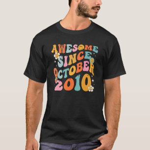 Groovy Retro Awesome Since 2010 12 Years Old 12th  T-Shirt