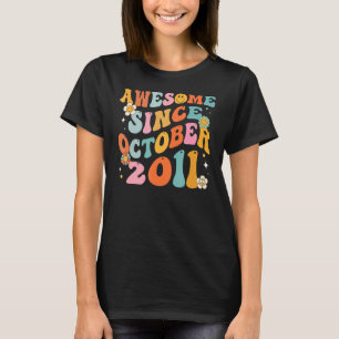 Groovy Retro Awesome Since 2011 11 Years Old 11th T-Shirt