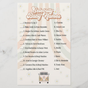 groovy retro baby shower game celebrity baby names