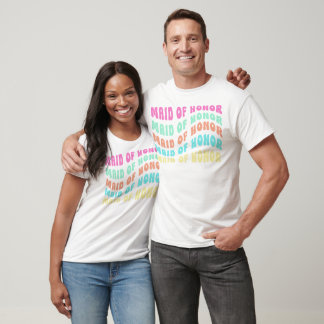 Groovy Retro Bachelorette Party Maid Of Honour   T-Shirt