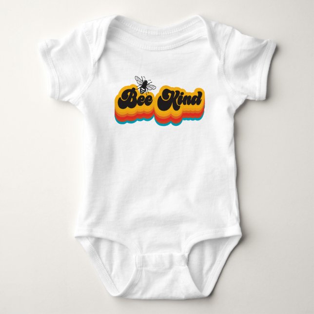 Groovy retro bee kind baby bodysuit (Front)