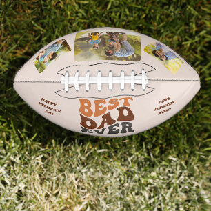 Groovy Retro Best Dad Ever 3 Photo Personalised Football