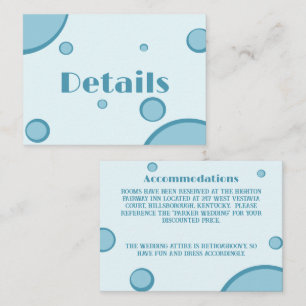 Groovy Retro Blue Circles 70s Wedding Detail Enclosure Card