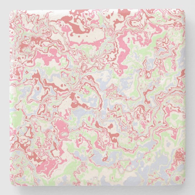 Groovy Retro Boho Eclectic Funky Colourful Marble  Stone Coaster (Front)