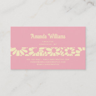 Groovy Retro Boho Rose Cream Botanical Trendy Business Card
