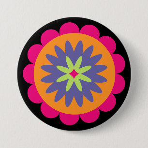 Groovy Retro Botanical Pattern Artwork 7.5 Cm Round Badge