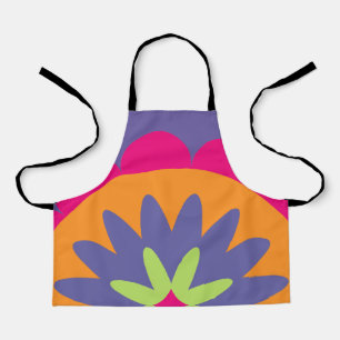 Groovy Retro Botanical Pattern Artwork Apron