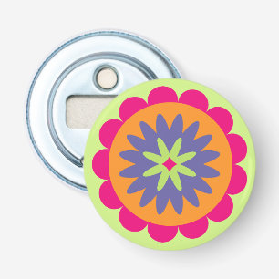 Groovy Retro Botanical Pattern Artwork Bottle Opener