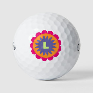 Groovy Retro Botanical Pattern Artwork Golf Balls