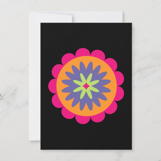 Groovy Retro Botanical Pattern Artwork Invitation (Front)