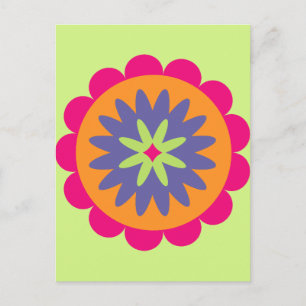 Groovy Retro Botanical Pattern Artwork Postcard
