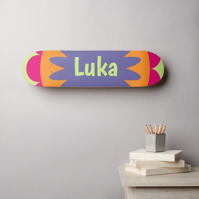 Groovy Retro Botanical Pattern Artwork Skateboard (Wall Art (Horz))