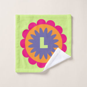 Groovy Retro Botanical Pattern Artwork Wash Cloth