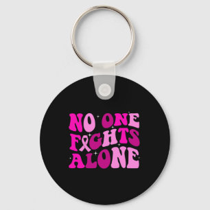 Groovy Retro Breast Cancer Awareness Nobody Fight Key Ring