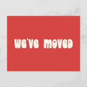 Groovy Retro Bright Red Mod Moved New Address Postcard