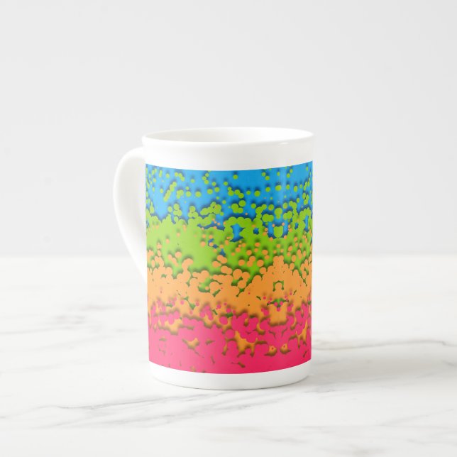 Groovy Retro Bubbly Trippy Funky Panromantic Pride Bone China Mug (Front Left)