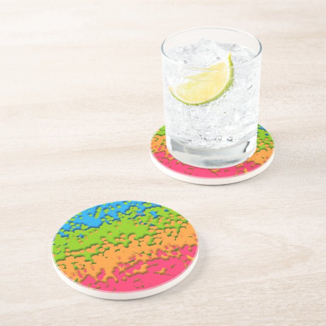 Groovy Retro Bubbly Trippy Funky Panromantic Pride Coaster (Side)