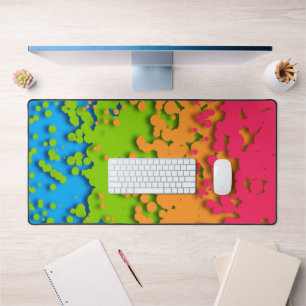 Groovy Retro Bubbly Trippy Funky Panromantic Pride Desk Mat