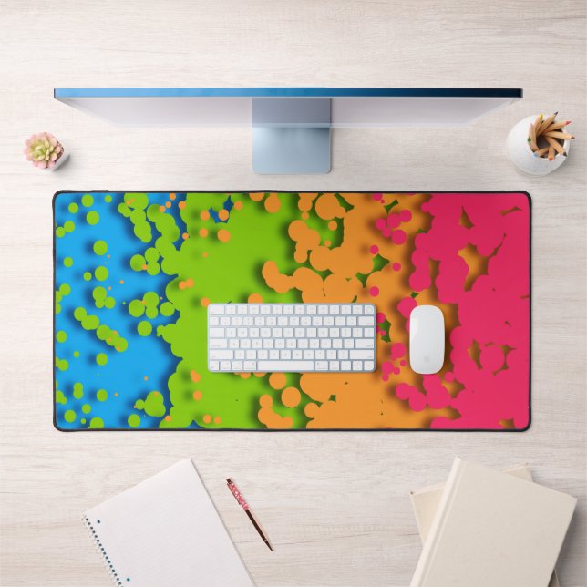 Groovy Retro Bubbly Trippy Funky Panromantic Pride Desk Mat (Office 1)